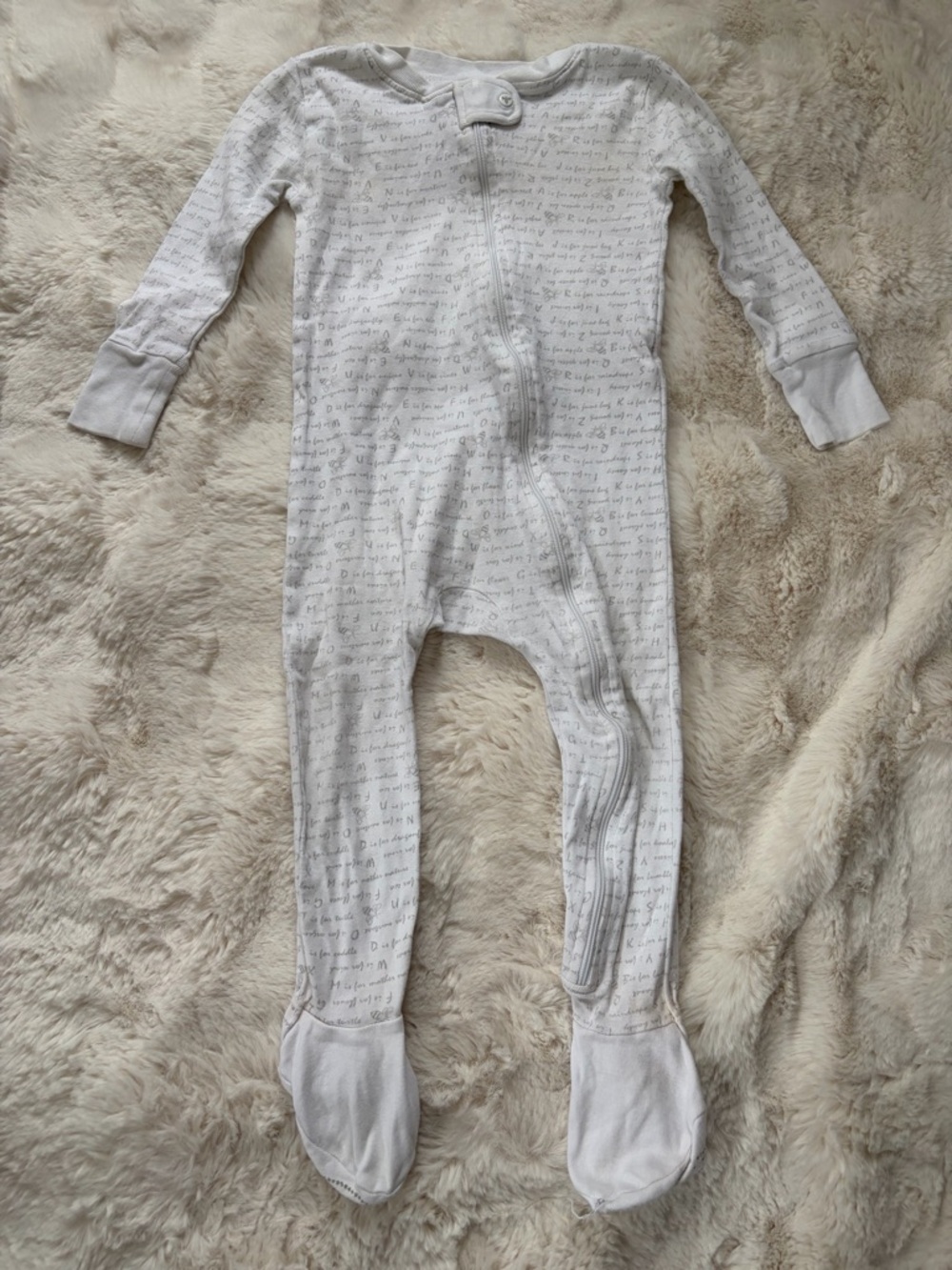 Burt's Bees Baby White Script Footed One-Piece